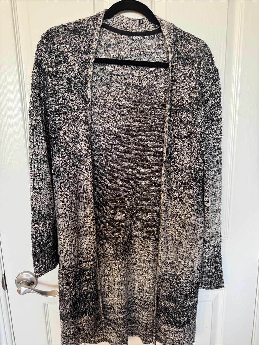 Nik Zoe size medium Open-Front Marled Knit Cardigan - Black & White